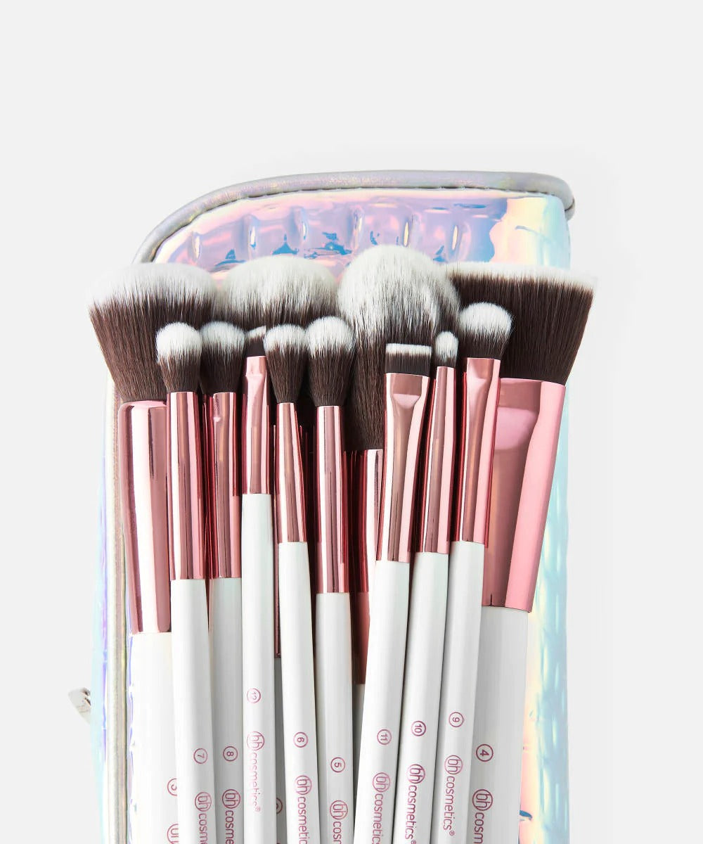 Crystal Quartz 12 Piece Brush Set With a Zip Bag