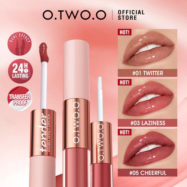 O.TWO.O 2 IN 1 Double Head Lipstick Waterproof Long-lasting Non Sticky Smooth Matte Lipstick - Otwoocosmetics