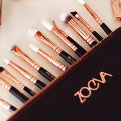 Zoeva 12pcs eye makeup brushes set brown - Otwoocosmetics
