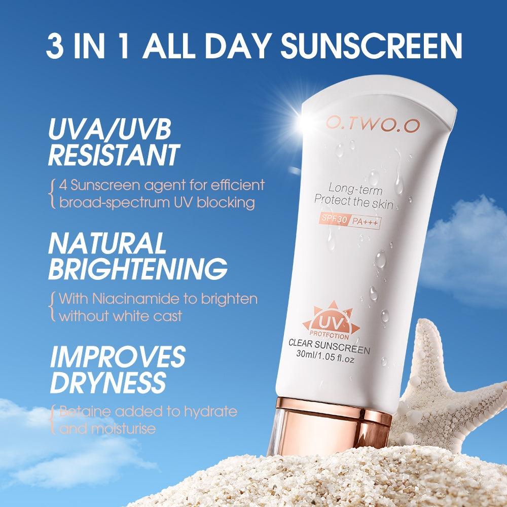 O.TWO.O Sunscreen SPF30 PA++++ Refreshing Oil-Free Formula UV Sun Protection For Face Brightening Sunblock 30ML - Otwoocosmetics