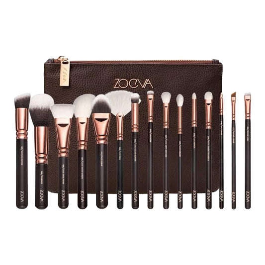 Zoeva 15 Pcs Brushes Set Brown - Otwoocosmetics